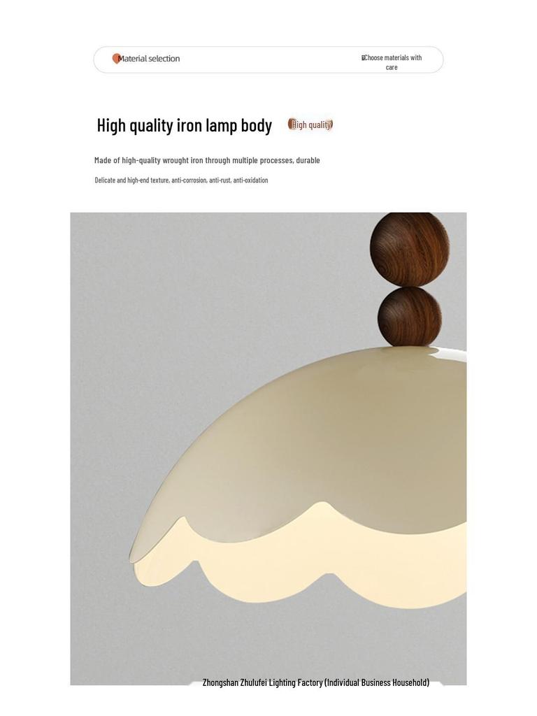 French Cream Retro Eggshell Pendant Light for Bedroom & Dining Room