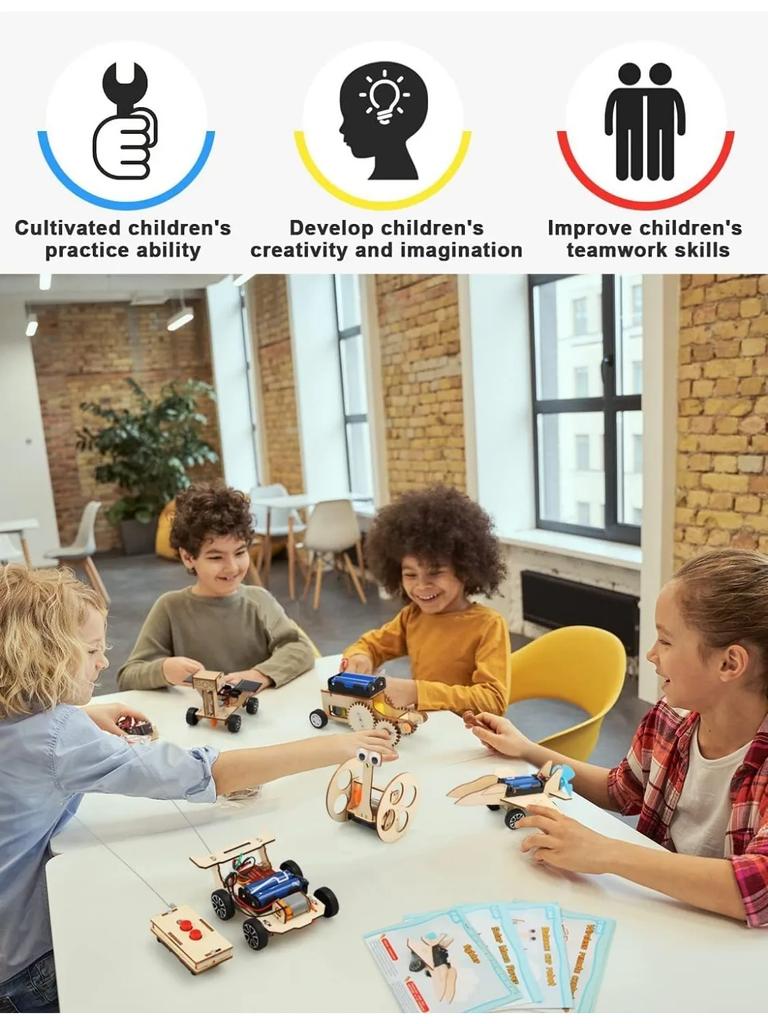 STEM Model Car Kits 3D Wooden Puzzles Toys Educational Science Crafts Kits Toy Wood Building Kit Halloween Gifts for Boys Kids