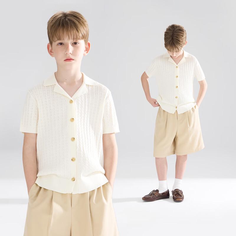 Mucmukn Unisex Kids  Cable Knit Cuban Collar Resort Shirt 110