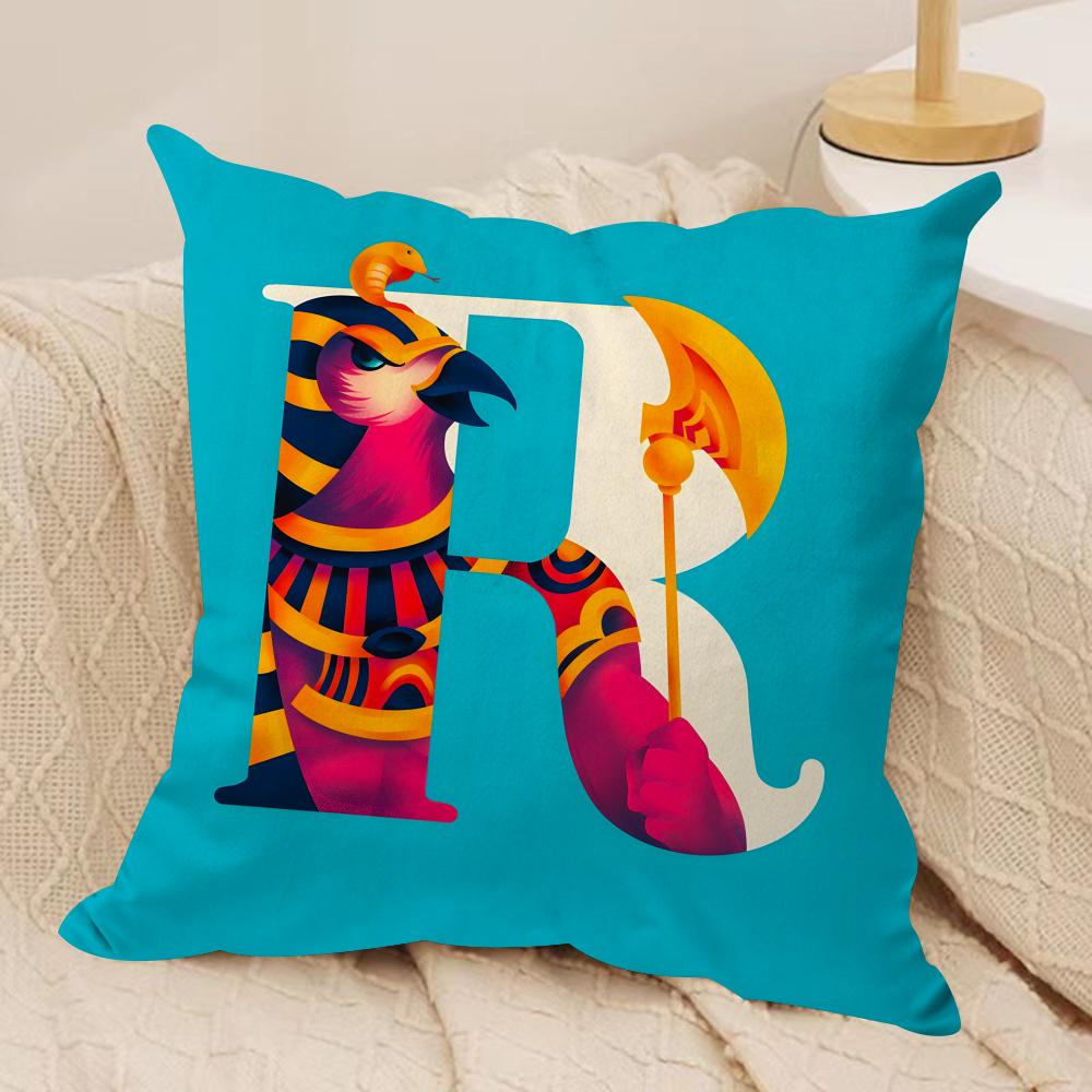 Interesting Letters Cushion Cover Soft Plush Fabric DoubleSided Printed Sofa Cushion Cover for All Seasons Home Decor Gift
