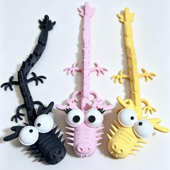 3D-gedruckte Cartoon-Drachenfigur, Drachen-Ornament mit großen Augen und beweglichen Gelenken, Drachen-Fidget-Spielzeug zur Stressbewältigung für Zuhause und Büro