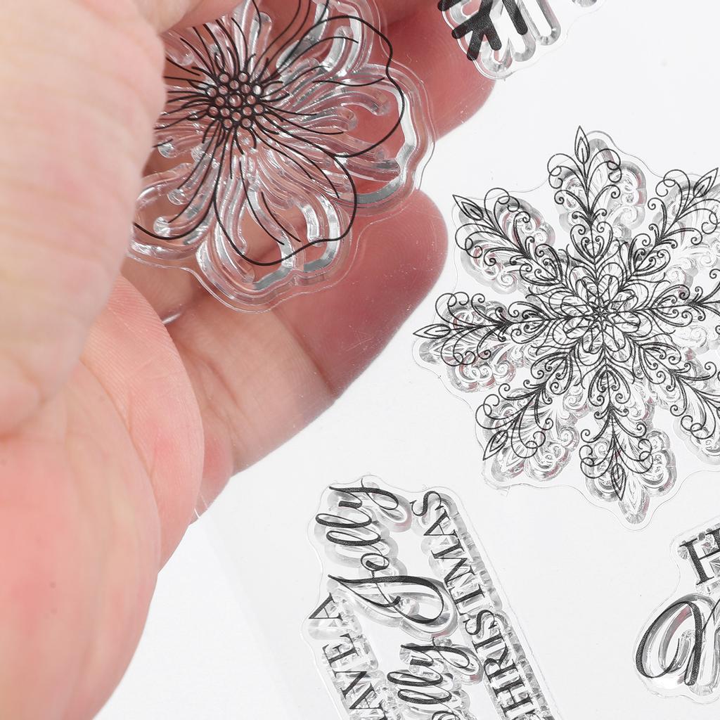 5 Stück Weihnachts-Silikon-Stempel in Schneeflockenform, handgefertigtes Dekorationszubehör