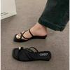Fashion Stylish Women Flip Flop Cross Strap Slide Sandals Comfortable Toe Loop Beach Slipper with Casual Solid Color Design for Summer