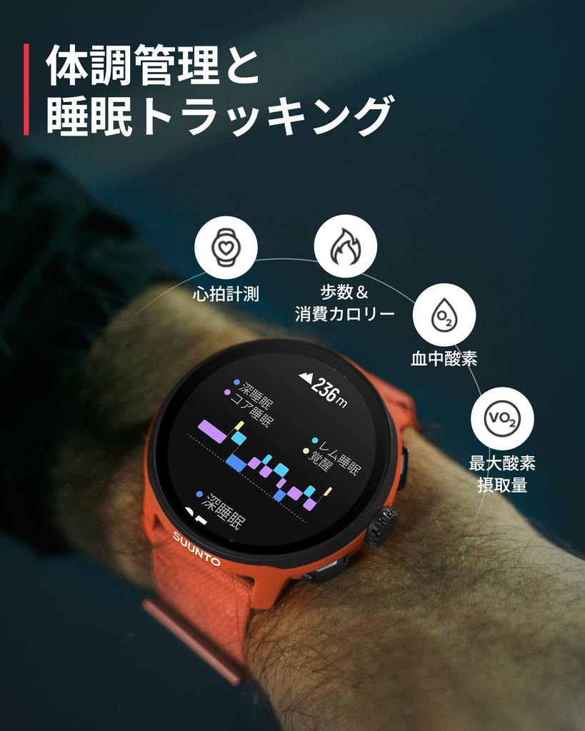 Suunto RUN CORAL ORANGE Running Watch with Offline GPS and GPS Navigation Maps, Dual-Band System, (SS051112000)