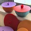 Thickened Food Grade Silicone Crisper with Suction Glass Bowl Lid Complementary Food Freshness Lid High Temperature Resistance