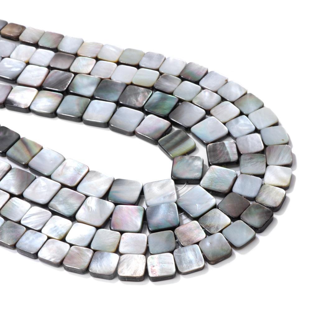 Wholesale Gray Natural Shell Beads Gray Mother of Pearl Bead Square Slice Shape Shell Charm for DIY Neckalce Earrings Jewelry
