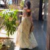 Romantic Print Contrasting Color Ruffle Edge Halter Dress Vacation Fairy Dress