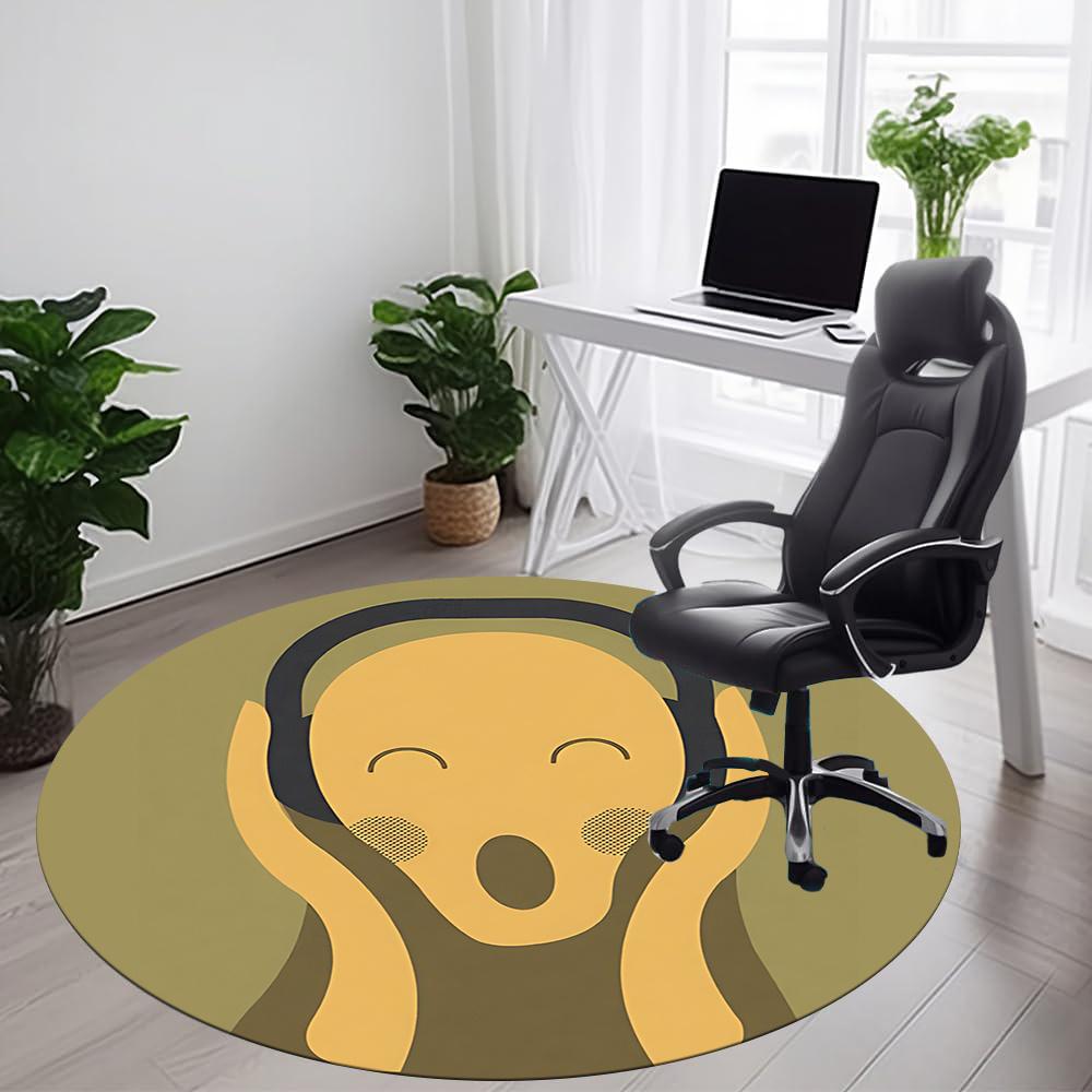 1pc Abstract Expression of Surprise Office Round Area Rug, Indoor Mat Suitable ForOffice, Under Office Chairs Bedroom Living Room Home Decor Room Deco