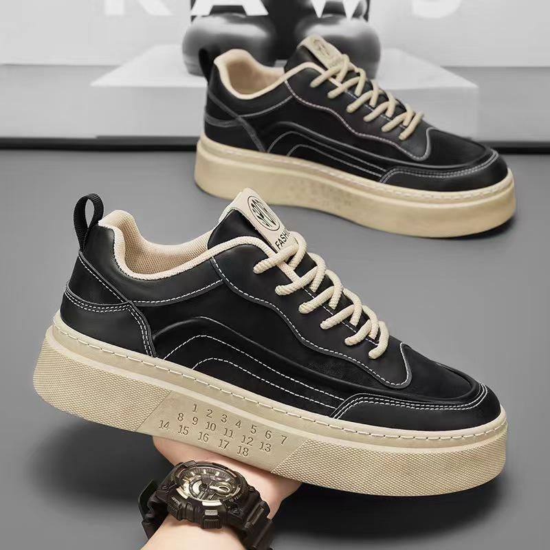 

High-quality four-season leather waterproof niche board shoes low-top lace-up breathable outdoor men s shoes 39