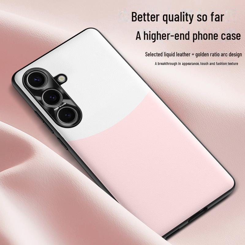 Samsung S24+ Liquid Leather Anti-Fall Protective Case: One-Piece Cover, Anti-Fouling Tech.