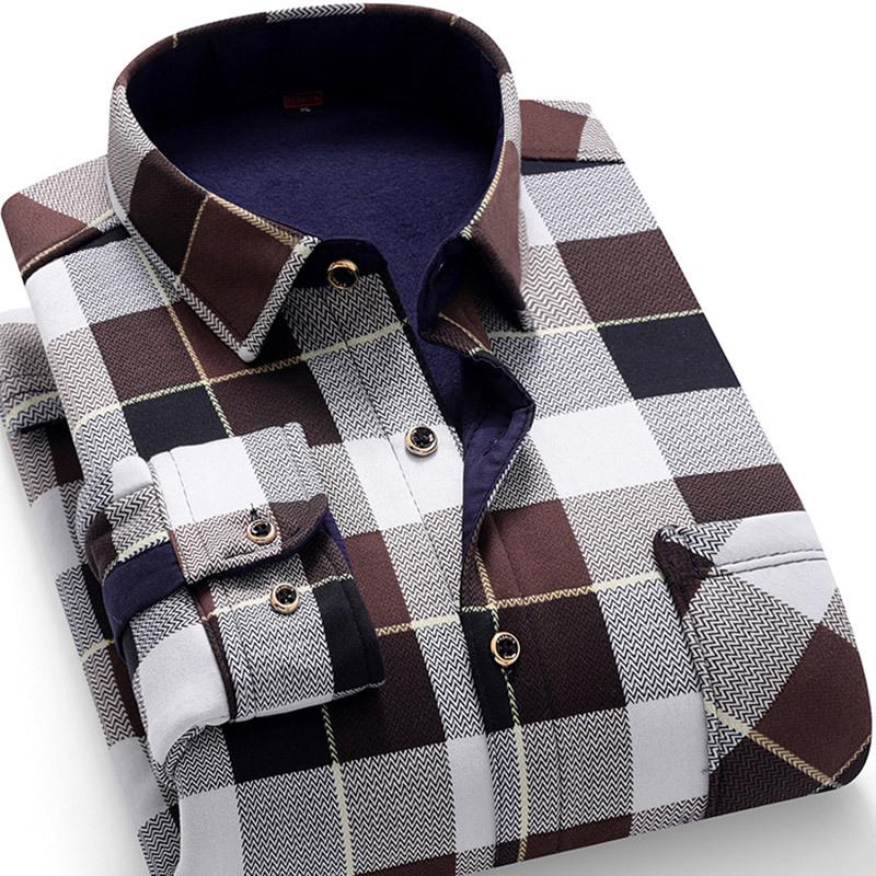 2024 Herren Kariertes Langarm Dickes Warmes Hemd für Herbst und Winter