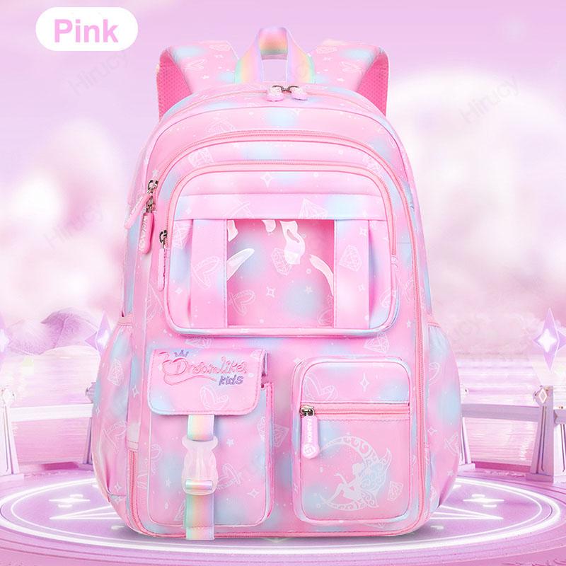 Girl's School Bag with Large Capacity Side-Open Children School Backpack Cartoon Outdoor Travel Bag for Kids Teenage Child