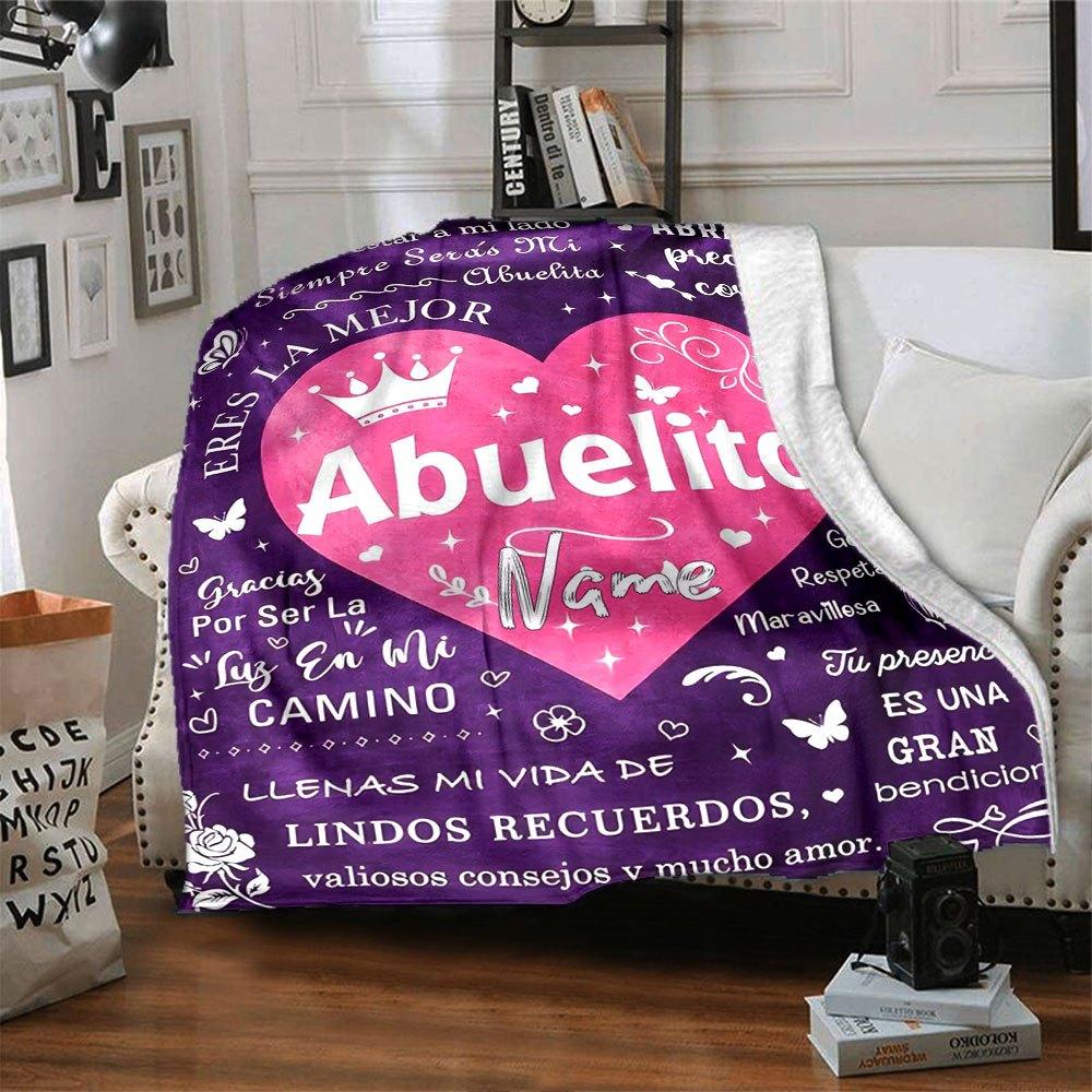 Abuelita Heart Home Customize Your Name Blankets Soft And Cozy Lightweight For All Seasons Perfect For Picnics Sofa Office Bed Living Room Ideal Gift