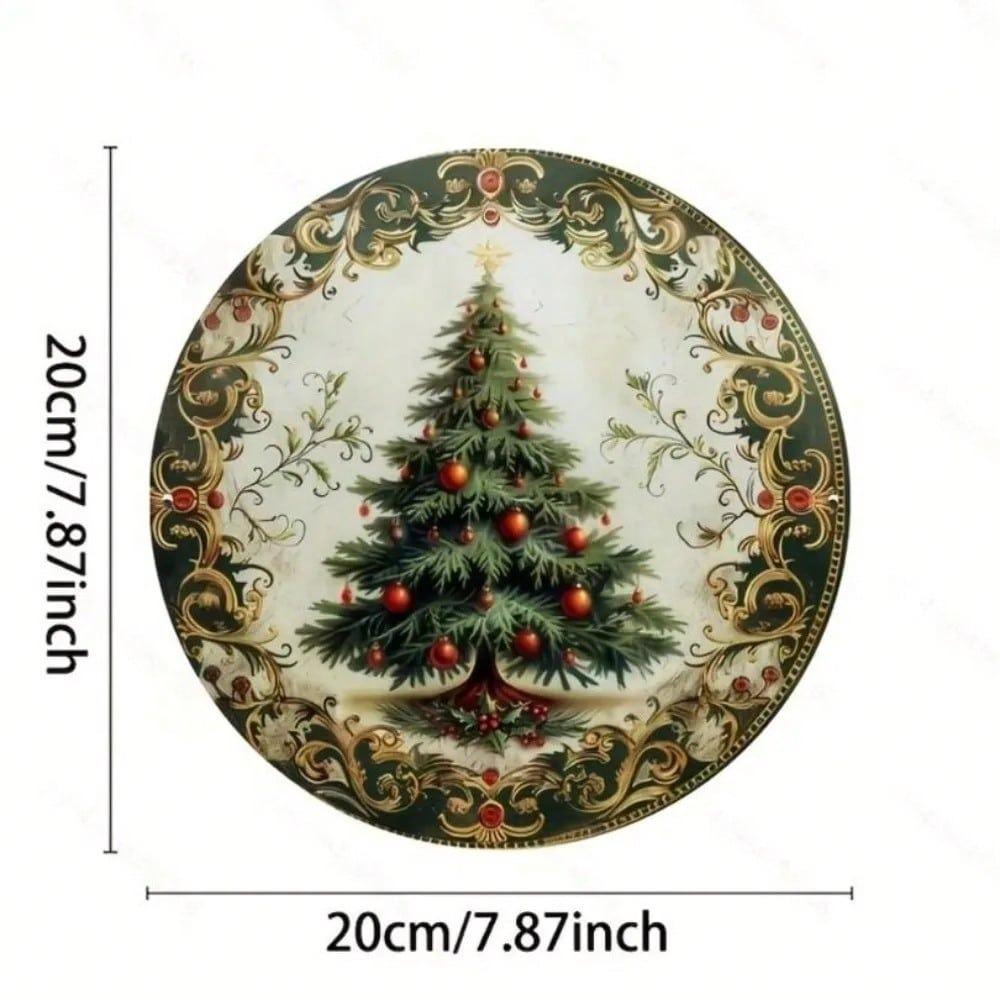 Vintage Christmas Tree Metal Wall Sign Indoor Outdoor Festivity Home Decor