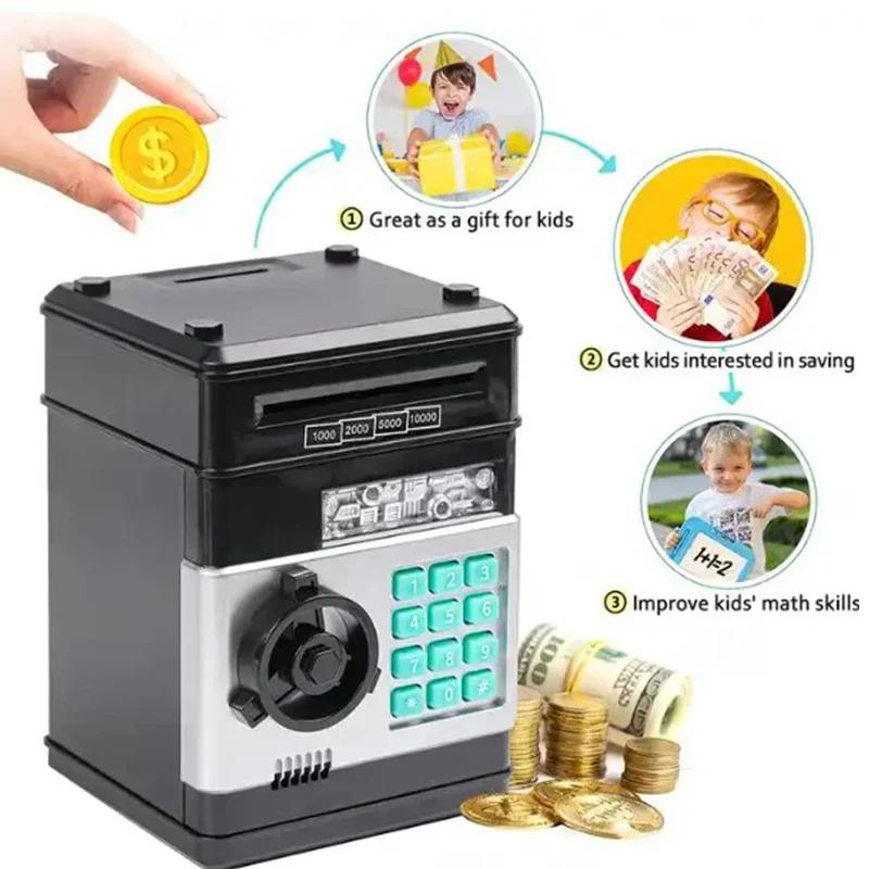 Non-Toxic Pretend Play Creative Bank Automatic Mini Safe Coins Cash Saving Password Counter Code Lock Piggy Bank Kids Money Banking Toys