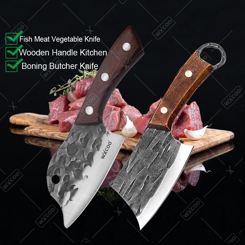 Light TOP Boning Knife Butcher Knife Forged Cleaver Fish Slicing Meat Vegetable Kitchen Knife Stainless Steel Wooden Handle