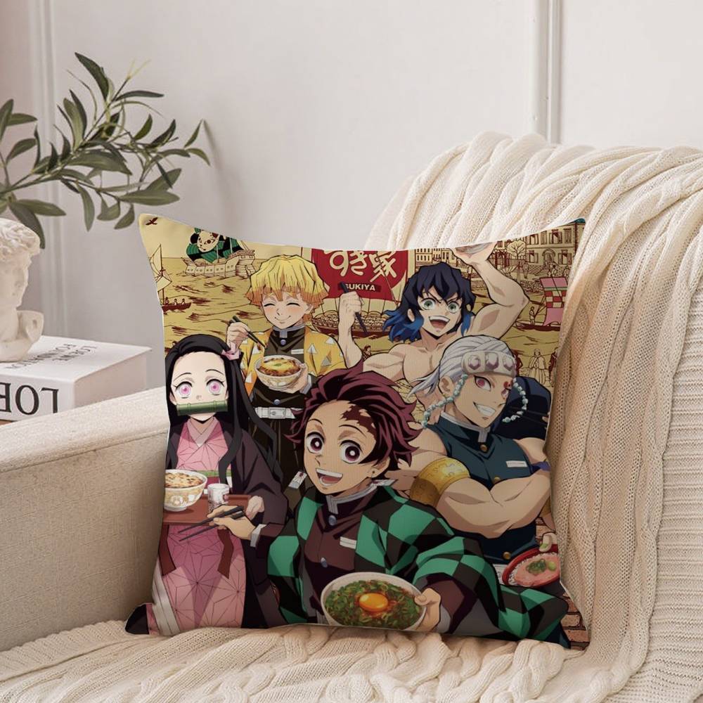Anime Demon Slayer Kamado Tanjirou Kamado Nezuko Pillow Case Home Decor Throw For Sofa Bed Car Room Decor Gift Idea