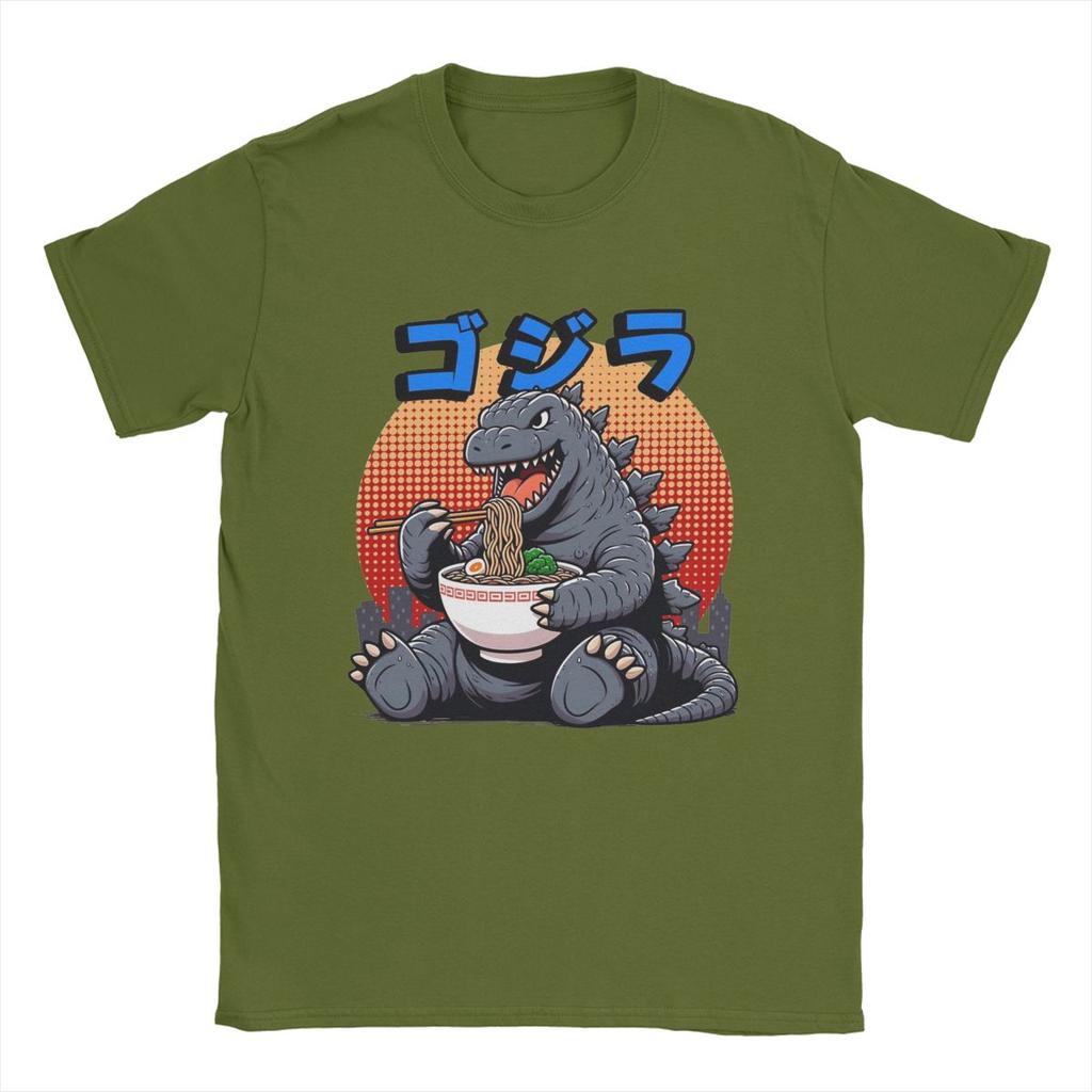 Godzillaed Eating Ramen Men T Shirt Funny Tees Short Sleeve Crewneck T-Shirt 100% Cotton Gift Idea Clothes