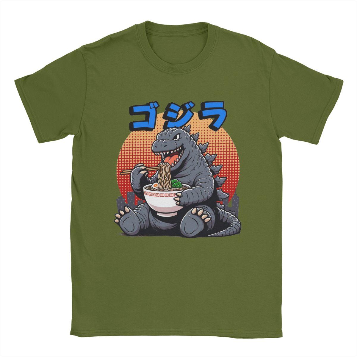 

Godzillaed Eating Ramen Men T Shirt Funny Tees Short Sleeve Crewneck T-Shirt 100% Cotton Gift Idea Clothes 4XL
