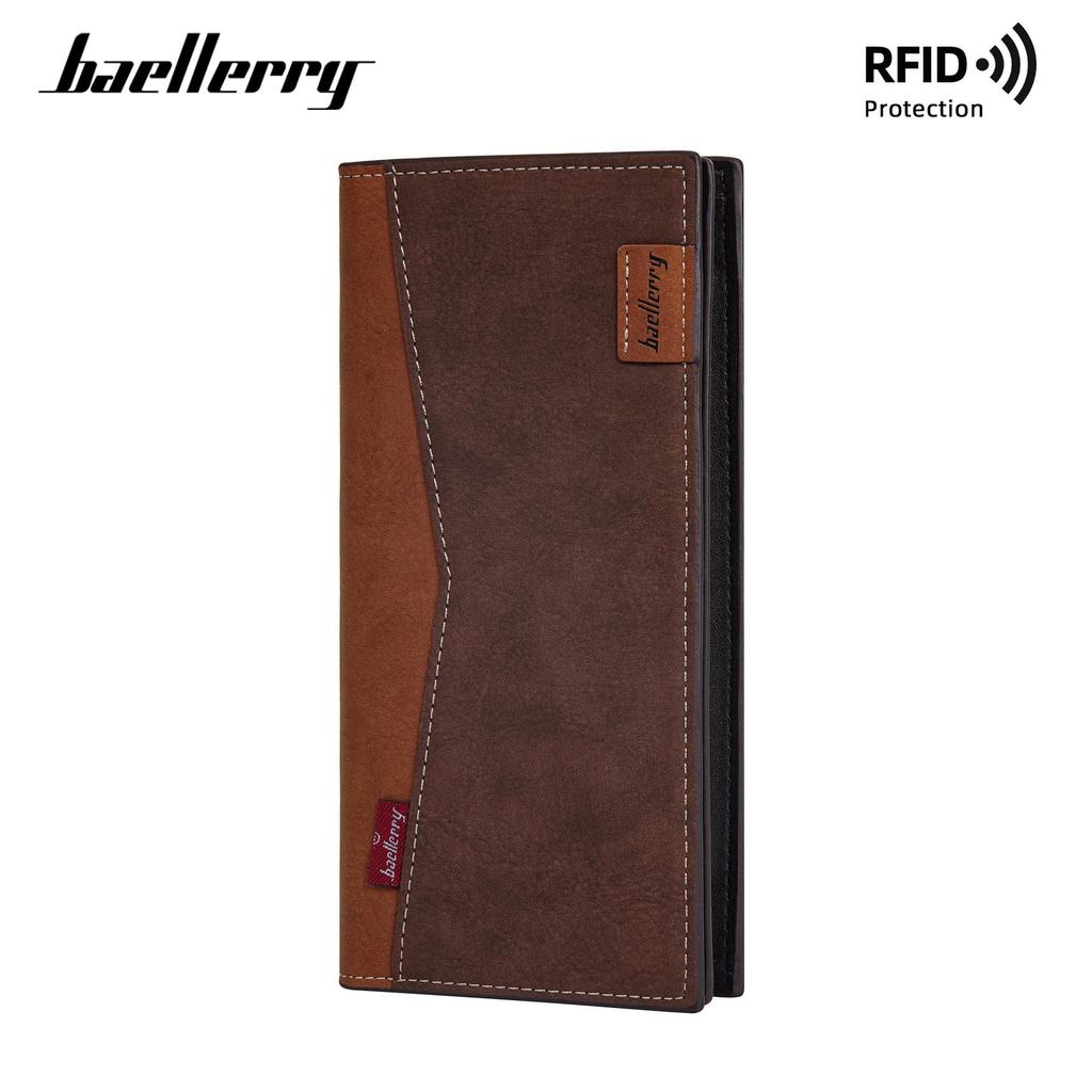 Baellerry Men's RFID Long Wallet with Multi-Card Slots and Large Capacity Money Clip