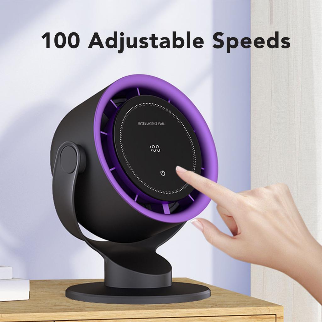 Desk Fan Battery Operated USB Rechargeable Personal Fan Quiet Small Portable Fan 100 Speed Adjustable Digital Display for Office Home Desktop Camping