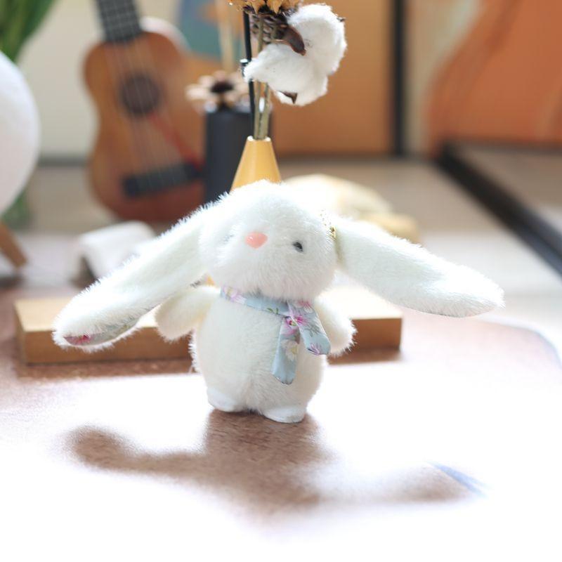 Plush Rabbit Keychain Backpack Charm Toy With Scarf Stuffed Gift For Kids