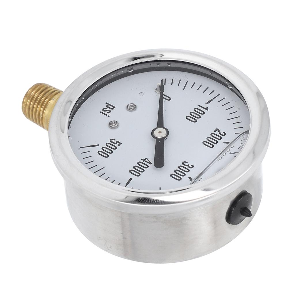 Hydraulic High Pressure Gauge Glycerin Liquid Filled 5000PSI 2.5in Dial 14in NPT Stainless Steel