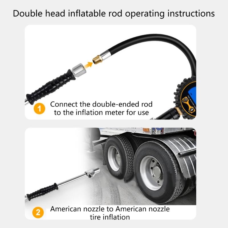 1/4" Air Chucks Double Head Tire Chuck QuickPlugs for Inflator Gauges Compressors