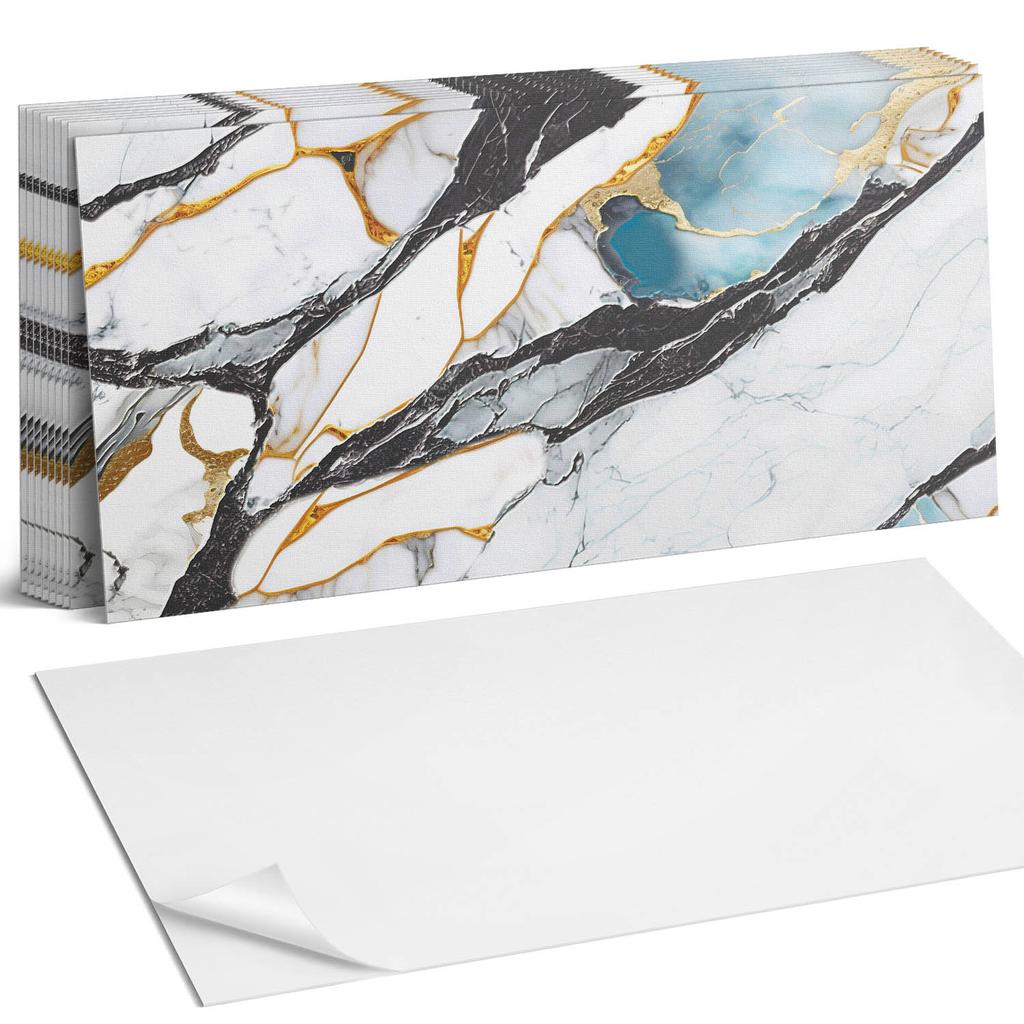 Zestaw Kafelków Winylowych Z Motywem Do Kuchni Salonu Marble Pattern With Veins 10X40X20 Cm