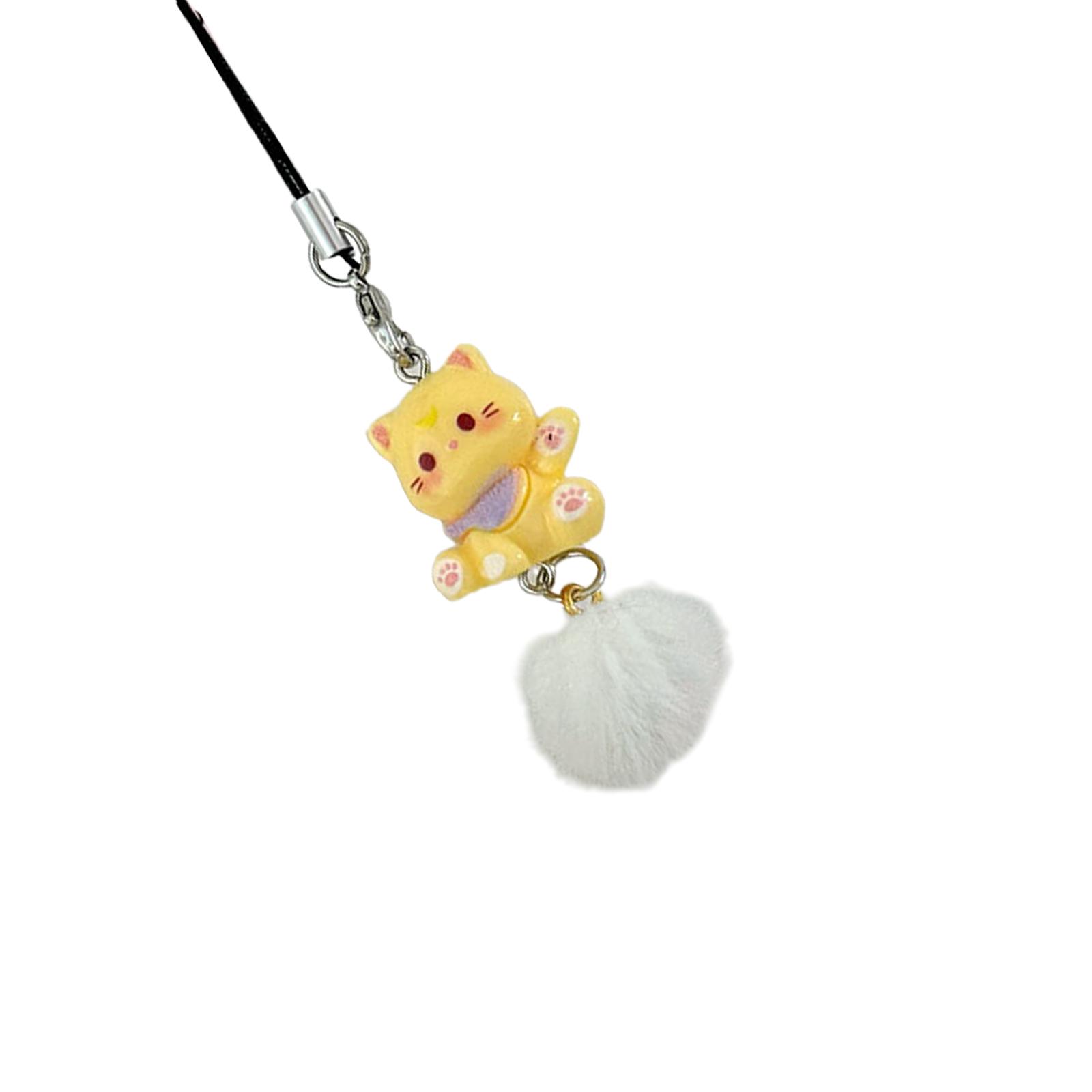 

Очаровательный брелок для ключей с котиками и подвеской из смолы, портативный аксессуар для рюкзаков и сумок, подарки для девочек и пар жёлтый