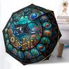 Ocean Treasure Glass Pattern Umbrella, Portable and Foldable Design, 8 Ribs, a Casual Accessory for Halloween, Christmas, and Birthday Gifts.