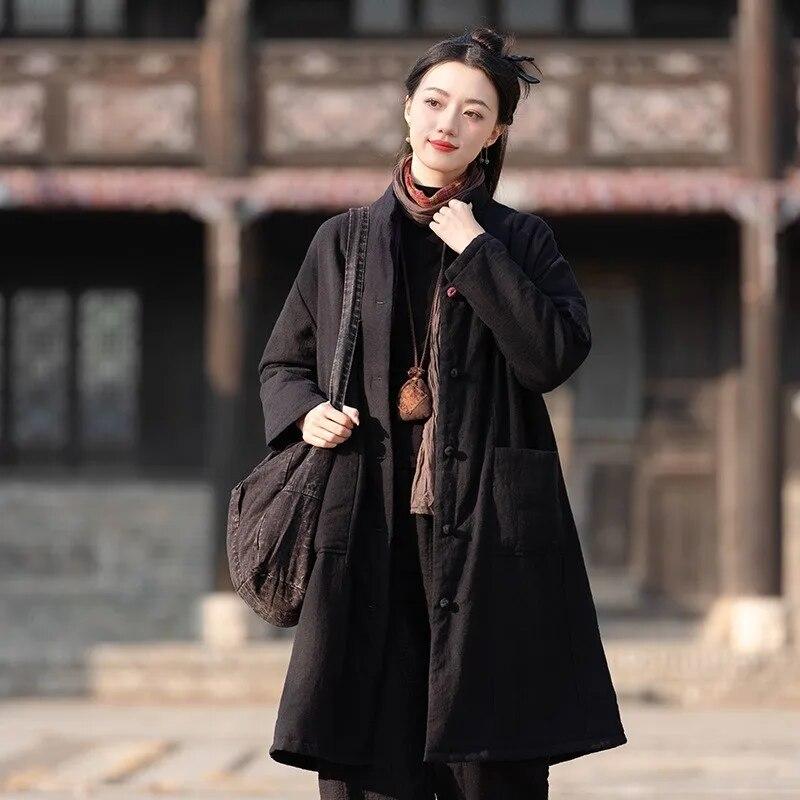 Johnature женские винтажные теплые парки со стойкой — фото 3