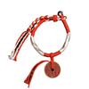 Bracelet Tissé Tibétain Fait Main Réglable avec Fleur Fantôme de Montagne & Perle Dzi d'Argent