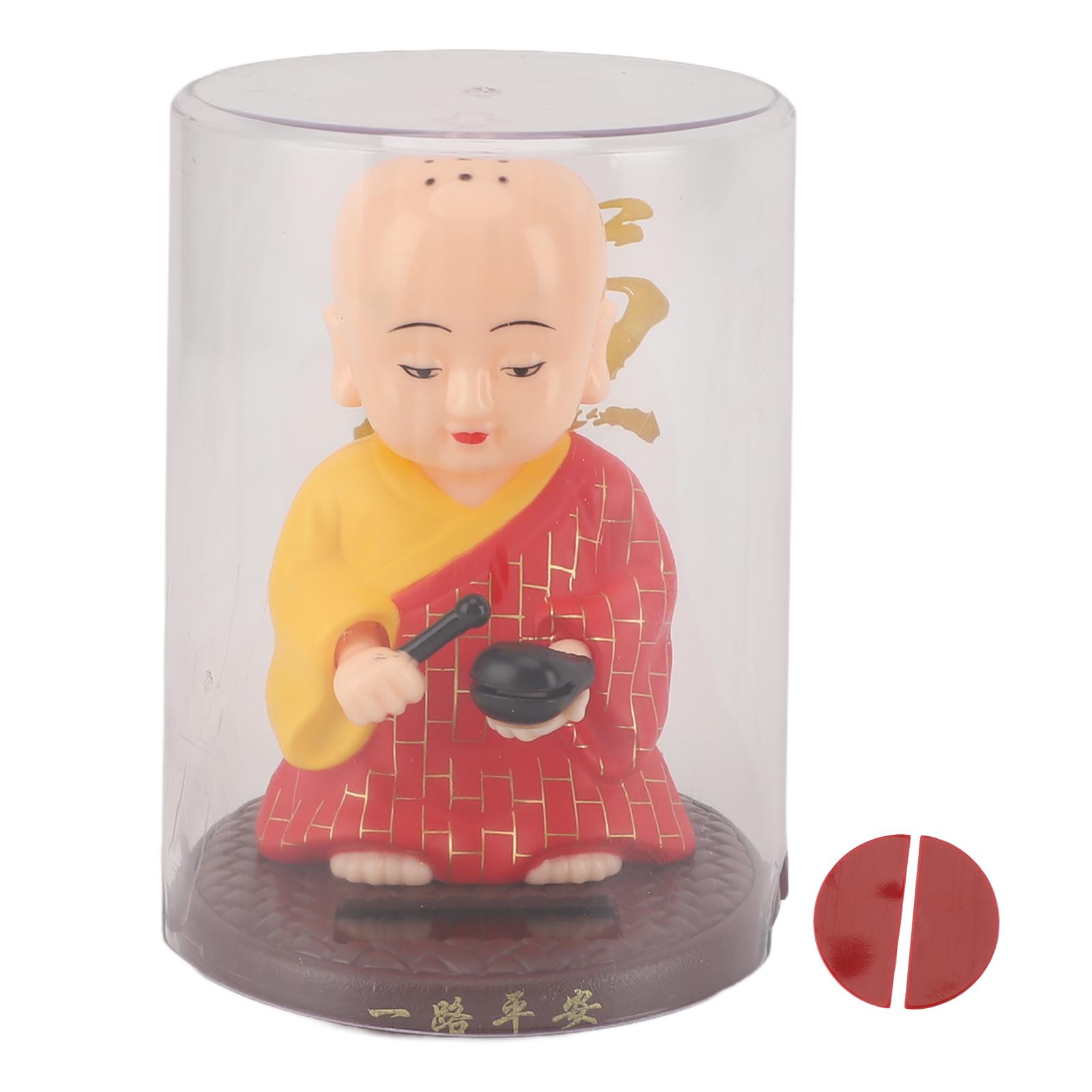 

Солнечная фигурка маленького монаха, автоматическое покачивание головой, декоративная забавная статуэтка-украшение для офиса, автомобиля красный