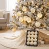 Texture a Strisce Albero Floccato Ciondolo Fiocco di Nastro Fiocco Appeso Palline con Fiocco Regalo di Natale