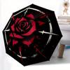 1pc Rose Compass Automatic Open/Close Umbrella with Windproof, Functional Design, 8-Rib Sturdy Canopy