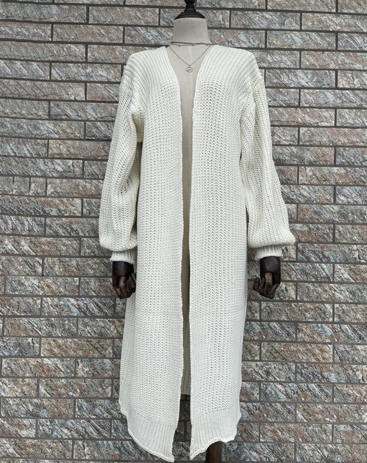 Women's Casual Knitted Solid Color Long Cardigan Sweater Jacket