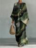 Plus Size - Printed Design - No Texture - Plus Size Casual Suit, Solid Color Casual Fashion Three Quarter Sleeve Crew Neck Top Wide Leg Pants Suit