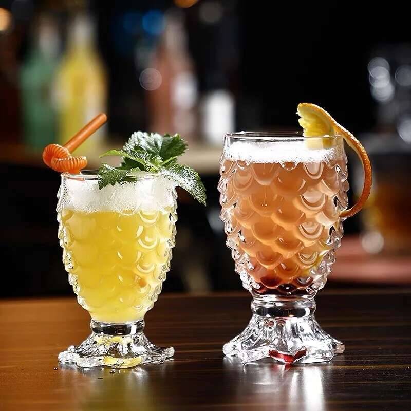 2025 Mermaid Cup Graduation Party Vintage Style Drinking Wineglass Pineapple Tail Glass 3D Fish Scales Relief TIKI Mug Beer Mugs
