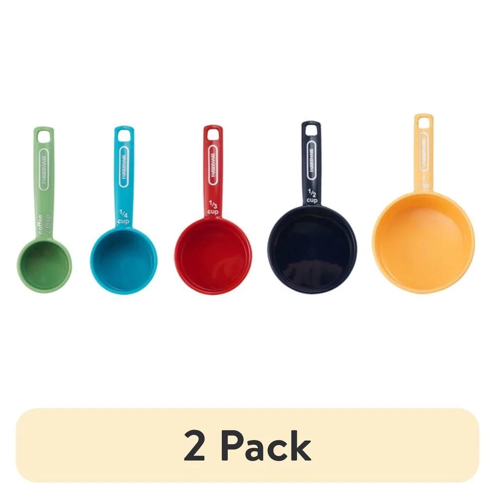 Plastic Multicolor Nesting Measuring Cup Set 5-Piece with Bonus Coffee Scoop Dishwasher Safe Easy Read Measurements