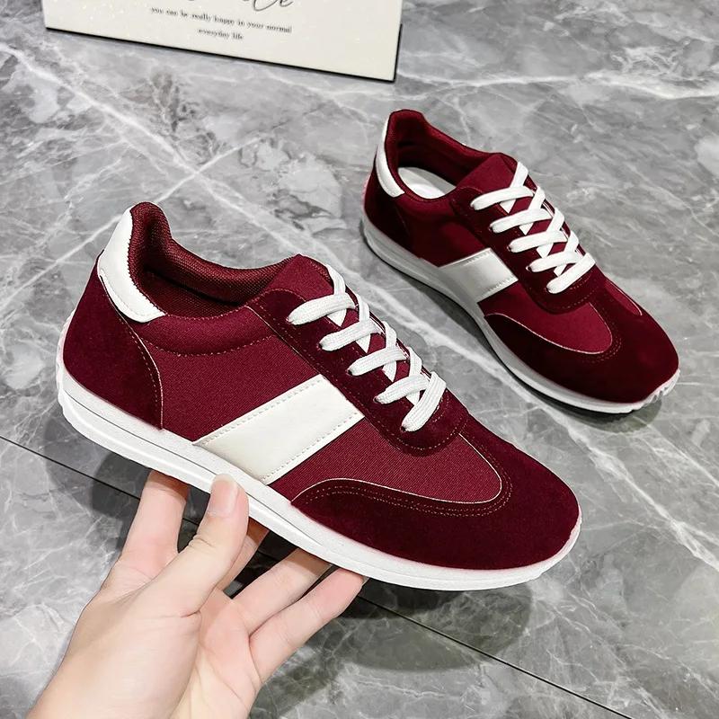 Large Size Women's Sport Running Flat Bottom Shoes White Sneakers Spring Autumn Versatile Rubber Mesh Shoes
