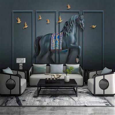 Wall Mural Retro Relief Embossed Horse Screen Wallpaper For Living Room Office Wall Home Decor Mural