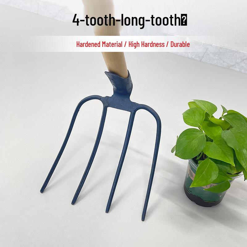 Long-Toothed Spike Rake for Soil Loosening, Leveling, Vegetable Planting, and Grass Raking - Durable Iron Farm Tool