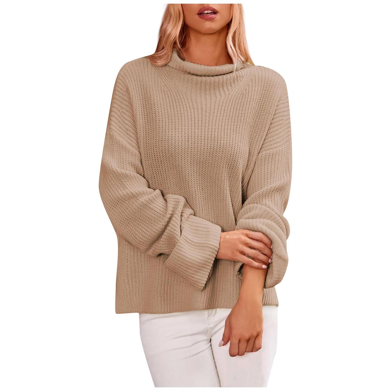 

Женский однотонный пуловер с круглым вырезом и длинными рукавами, свитер с расклешенными рукавами XL хаки