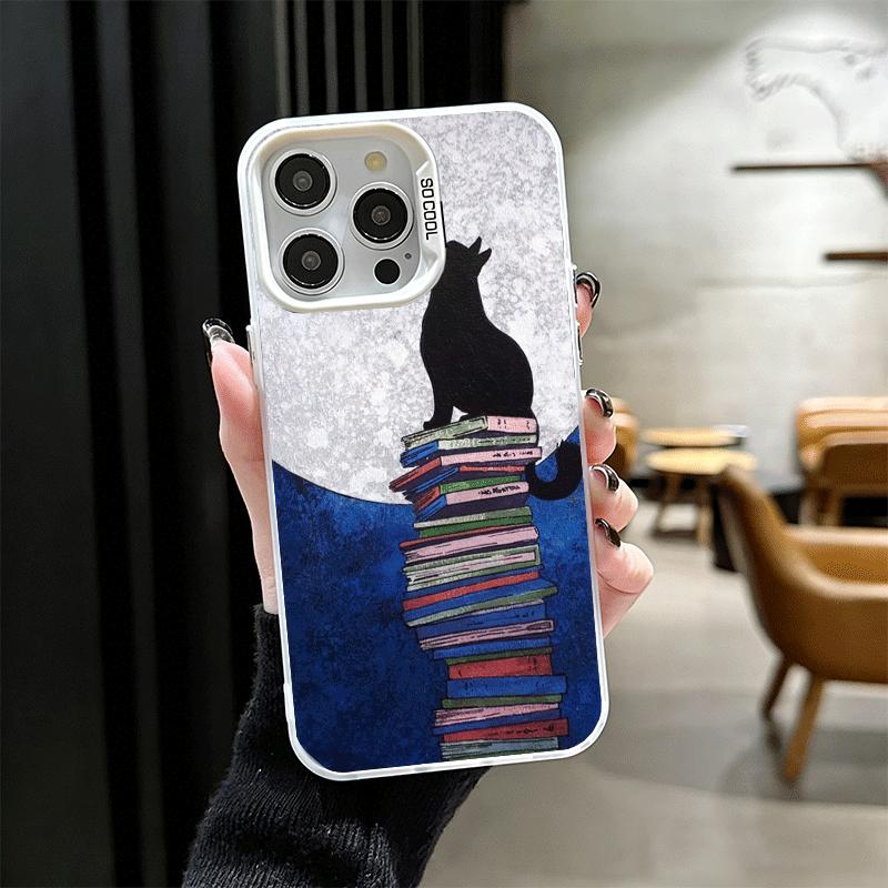 Schwarze Katze Ästhetik Muster Stoßfeste Handyhülle für iPhone 17 Air 16 16E 15 Pro Max 14 Plus 13 Mini 12 Rückseite Anti Fall Fu
