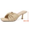 Fashion Fashion Women's Sandals Mule Heels Square Toe High-heeled Sandals Woman Summer Shoes Weaving Design High Heels Stiletto 6.5 CM