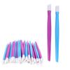 50pcs Rubber Tipped Nail Cleaner Plastic Handle Nail Cuticle Pusher Nail Art Salon Tool