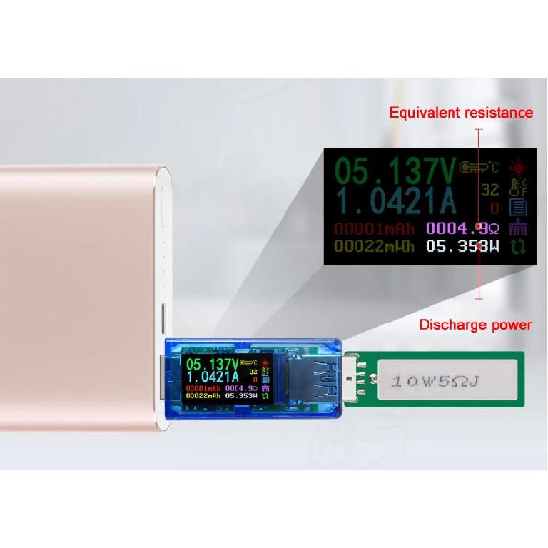 AT35 5 digits USB 3.0 color LCD Voltmeter ammeter voltage current meter multimeter battery charge power bank USB Display Tester