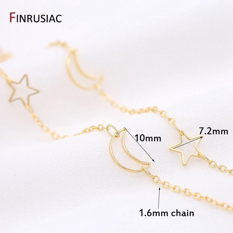 Korean DIY Chain Accessories Copper Metal 14K Gold Plated Star and Moon Chain Jewelry Making Material