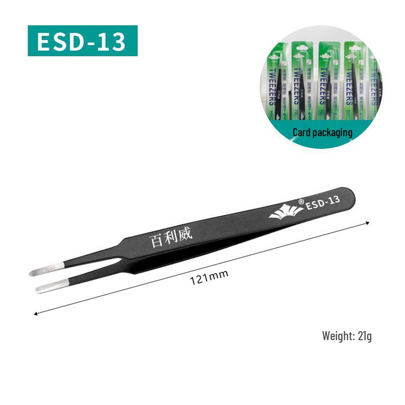Bailiwei Stainless Steel Antistatic Tweezers Set for Nail Art, Eyelash, and Hair Removal - Includes Curved and Round Tips